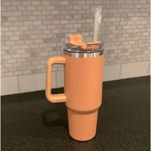 NEW 40oz Clay Pink Orange Insulated Tumbler – Handle, Straw, Lid Included